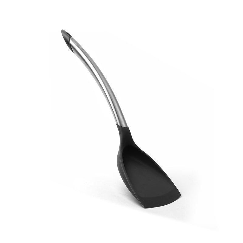 Elegance - Wok-Wender aus satiniertem Edelstahl, schwarz, 32 cm