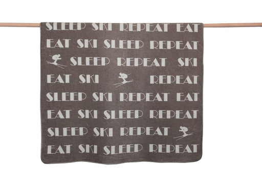 Wohndecke "Eat Ski Sleep Repeat" schlamm / 200x150 cm