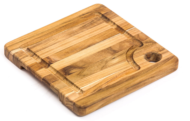 Quadratisches Schneidebrett mit Saftrinne