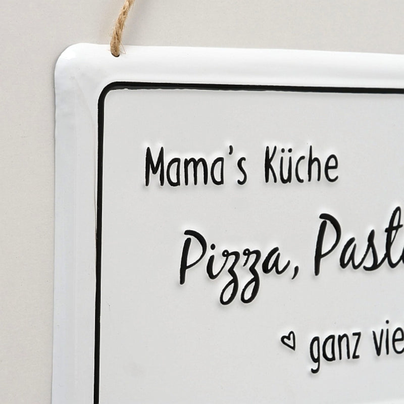 Tolles 2er Set Eisenschilder, Modell MAMA'S KÜCHE.., Material Eisen weiß lackiert , Maße je 21 x 14 cm, gestanzt, sehr hochwertig, ideal als Geschenk oder einfach Zuhause