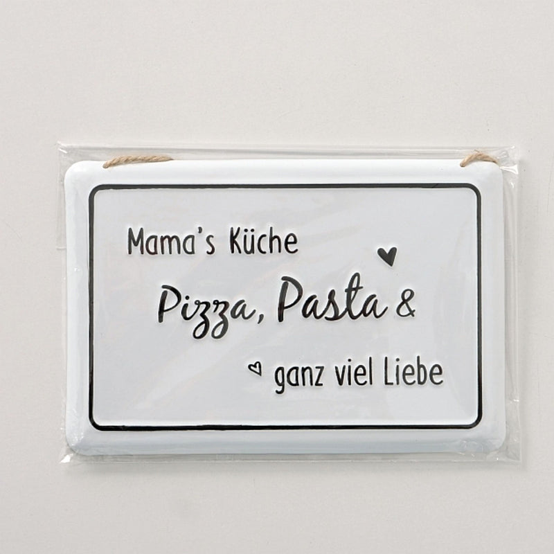Tolles 2er Set Eisenschilder, Modell MAMA'S KÜCHE.., Material Eisen weiß lackiert , Maße je 21 x 14 cm, gestanzt, sehr hochwertig, ideal als Geschenk oder einfach Zuhause