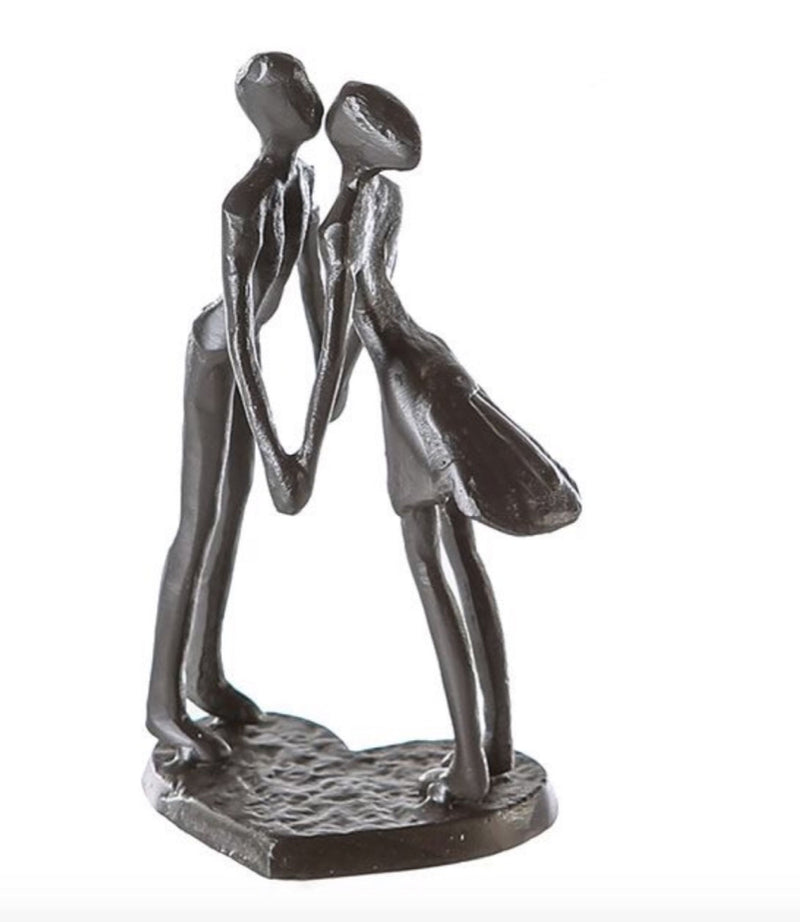 Themen Figur, Skulptur mit Spruch und Weisheit, DAS SCHOENSTE ABER HIER AUF ERDEN... , Eisen BRÜNIERT, wundervolles Design, 15 x 11 x 6 cm, tolle Geschenkidee