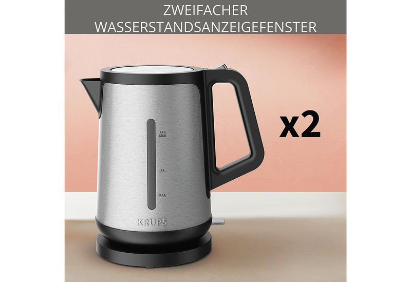 KRUPS Wasserkocher BW 442 1,7 l 2400 W Edelstahl/schwarz