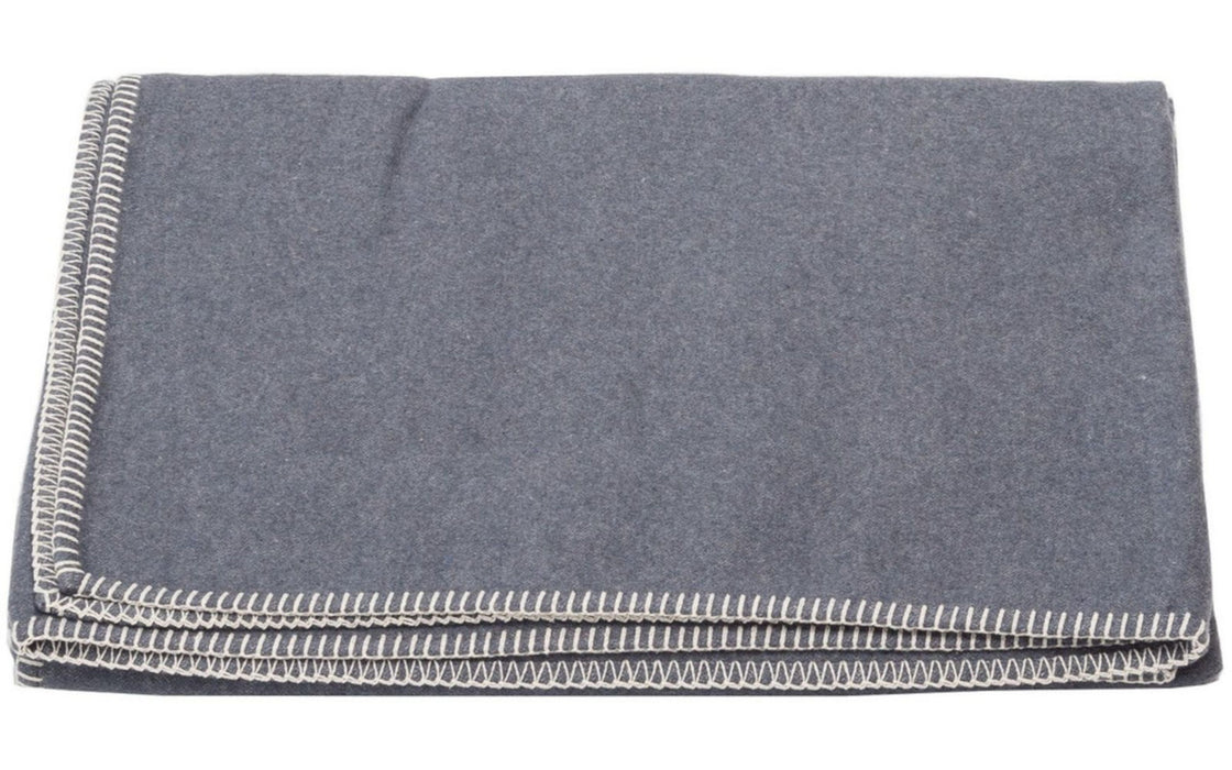 Cotton flannel blanket Sylt blanket “Uni felt melee”, 200 x 140 cm, grey, purely for cuddling and decorating, elegant decorative stitching as a border