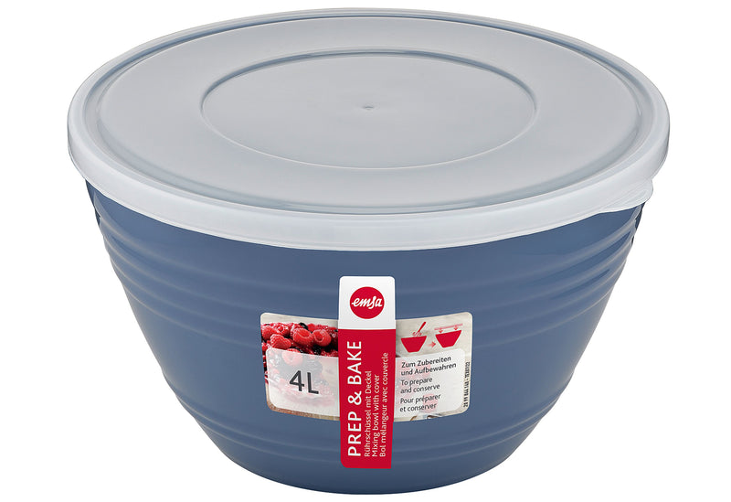 EMSA Kunststoff-Rührschüssel Prep & Bake 4,15l mit Deckel blau