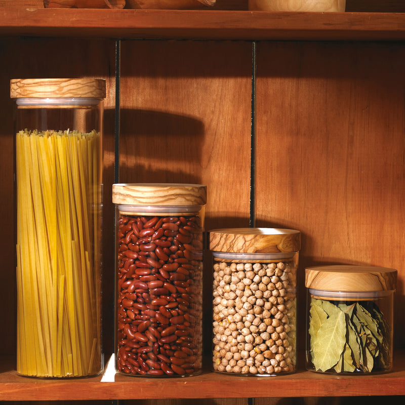 Vorratsglas mit Olivenholzdeckel, 400 ml, 11 cm