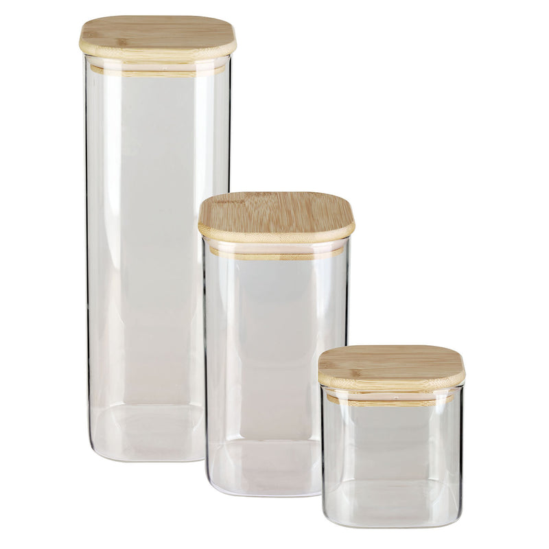 Vorratsglas mit Bambusholz-Deckel, quadratisch, 2,1 Liter