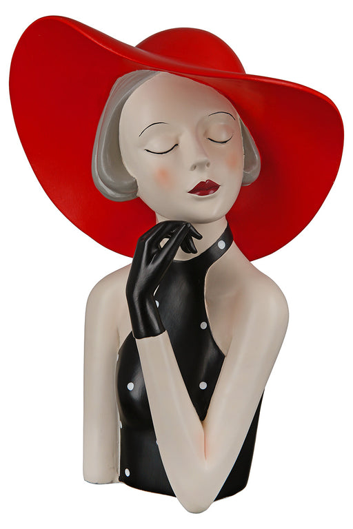 Poly Figur Lady mit rotem Hut