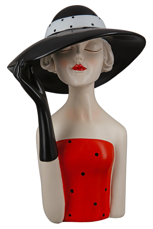 Poly Figur Lady m.schwarzem Hut