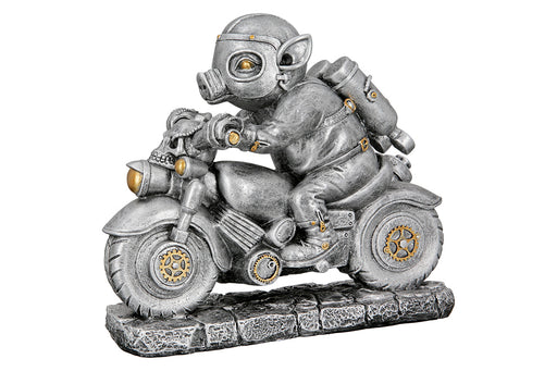 Poly Skulptur "Steampunk Motor-Pig"