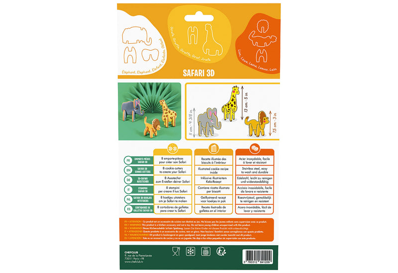 CHEFCLUB Keksausstecher Set Safari Kekse 3D 8teilig