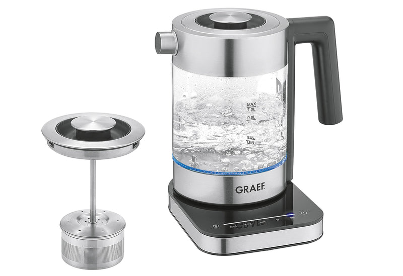 GRAEF Wasserkocher WK 350 EU 1l 2200Watt mit Teesieb Glas