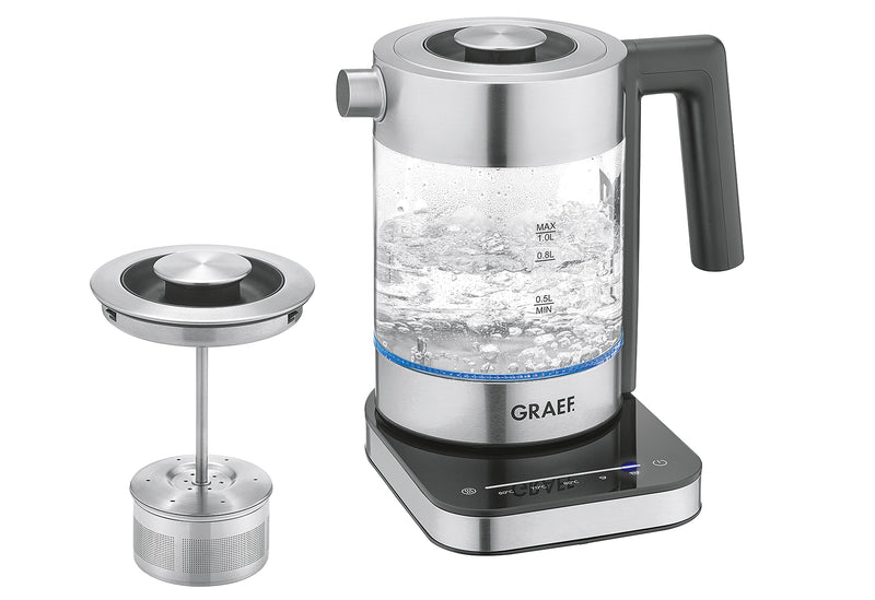 GRAEF Wasserkocher WK 350 EU 1l 2200Watt mit Teesieb Glas