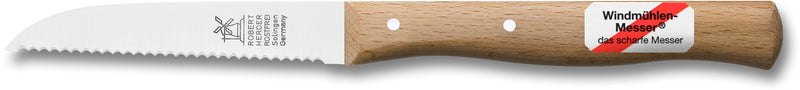 WINDMÜHLEN Gemüsemesser Klassiker Wellenschliff poliert Griff Rotbuche rostfrei