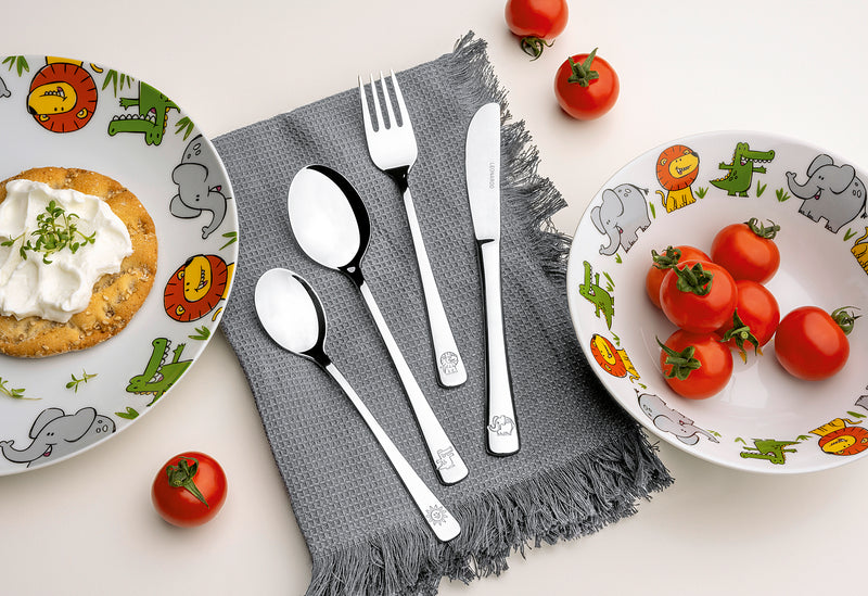 LEONARDO Kinderbesteck Elefant/Krokodil/Löwe 4teilig