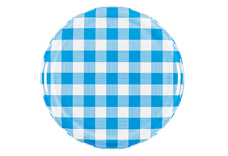 Twist-off Deckel sterilisationsfest Ø82mm blau/weiß kariert 10 Stück im Beutel