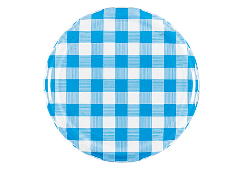 Twist-off Deckel sterilisationsfest Ø82mm blau/weiß kariert 10 Stück im Beutel