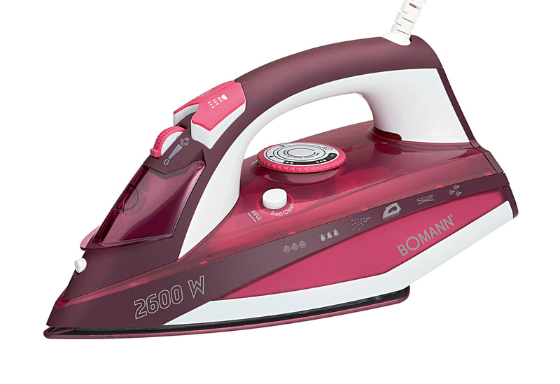 BOMANN DB6005 CB Dampfbügeleisen Keramiksohle 2600 W weiß/rot