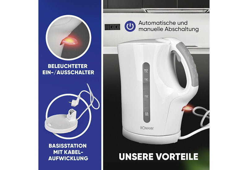 BOMANN Wasserkocher WK 6079 CB 1,7l 2200W weiß