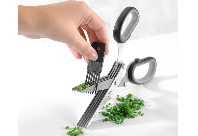 GEFU Kräuterschere mit Reinigungskamm Edelstahl