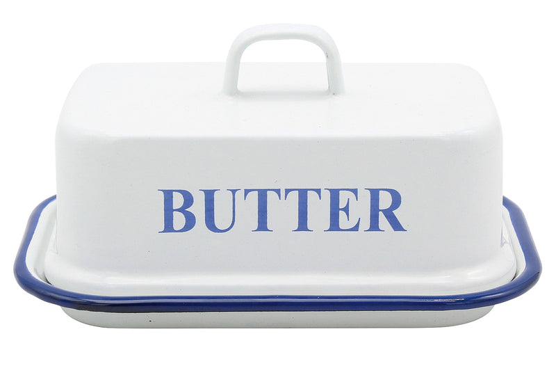 KARL KRÜGER Butterdose Husum 17x12x9cm weiß emailliert