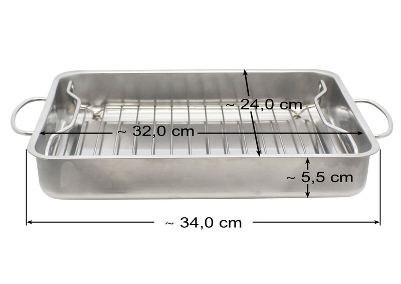 ELO Brat- und Auflaufform Basic 34x24x5,5cm mit Grilleinsatz Edelstahl