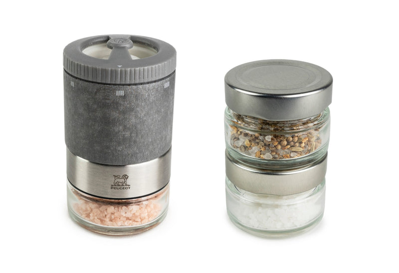 PEUGEOT Salzbar Maestro u'Select graphit hell 11cm inkl. drei Premium-Salzgläsern