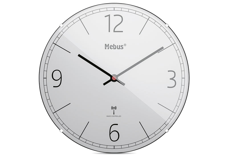 MEBUS Funkwanduhr Ø30cm hellgrau