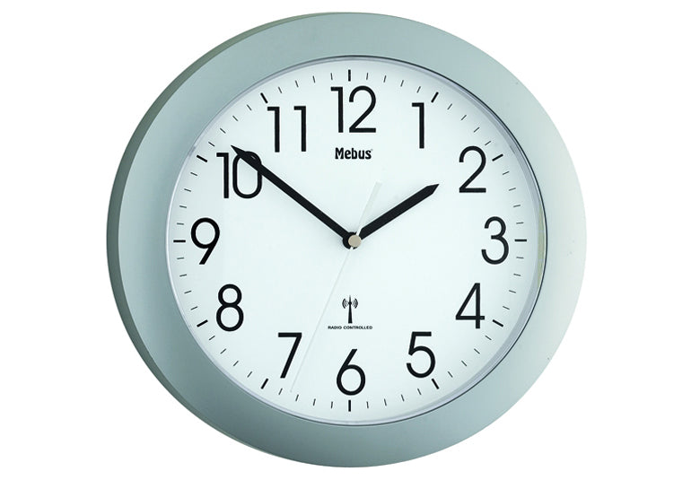 MEBUS Funkwanduhr 52451 Ø25cm silber