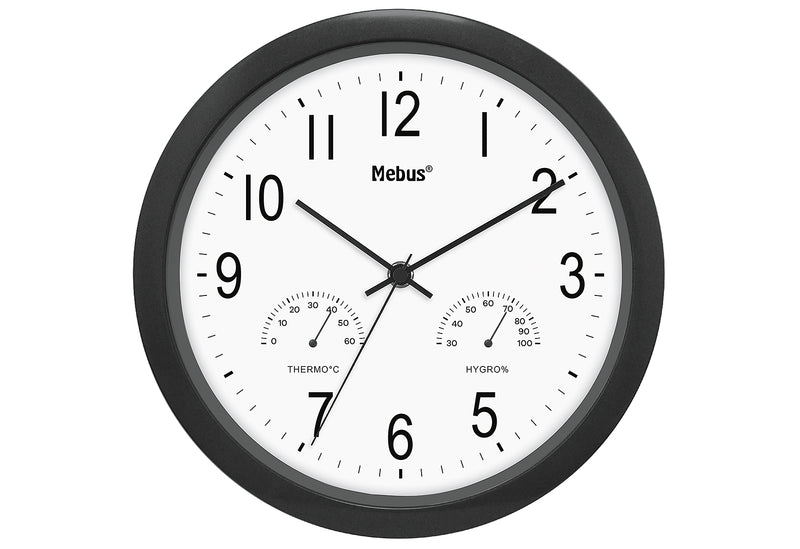 MEBUS Quarz Wanduhr Ø26cm schwarz