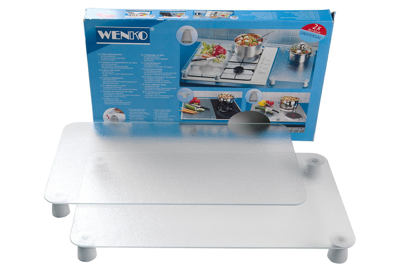WENKO Herd-Abdeckplatte Glas 52x30cm transparent 2Stück
