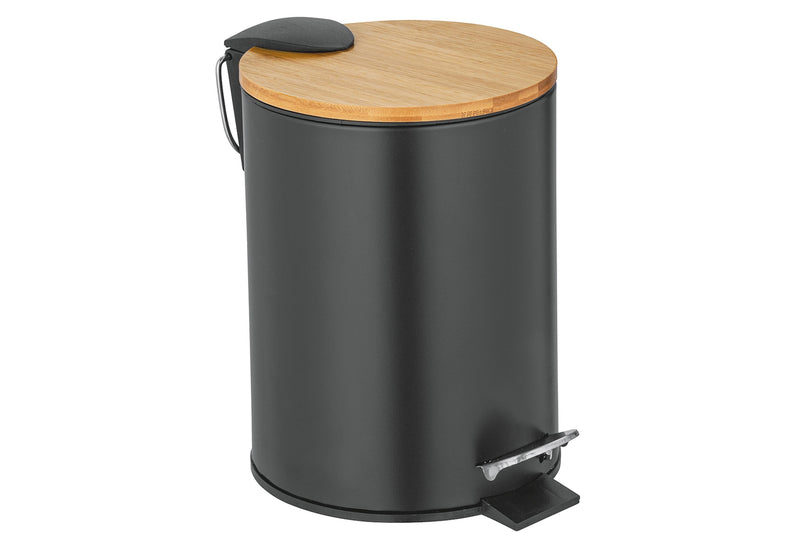 WENKO Kosmetik Treteimer Tortona 3Liter 17x23,5x21cm schwarz natur