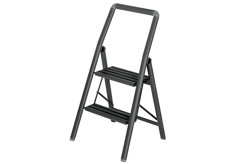 WENKO Alu-Klapptrittleiter Compact 2-stufig 45,5x91,5x6cm schwarz