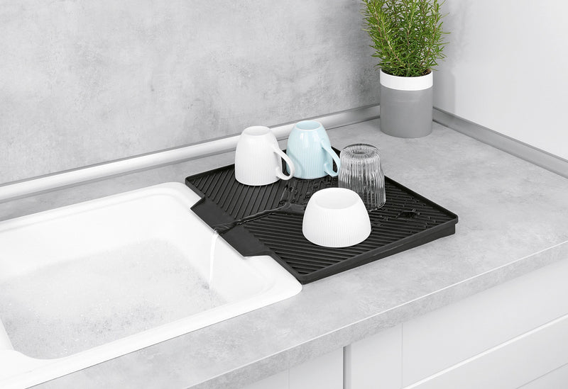 WENKO Geschirrabtropfer mit Abtropfmatte Nelia 34x25x40cm schwarz