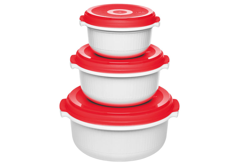 EMSA Mikrowellentopf Micro Family 0,5/1,0/1,5l weiß/rot