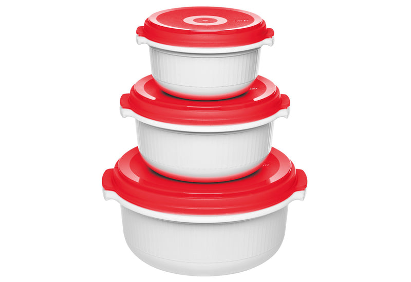 EMSA Mikrowellentopf Micro Family 0,5/1,0/1,5l weiß/rot