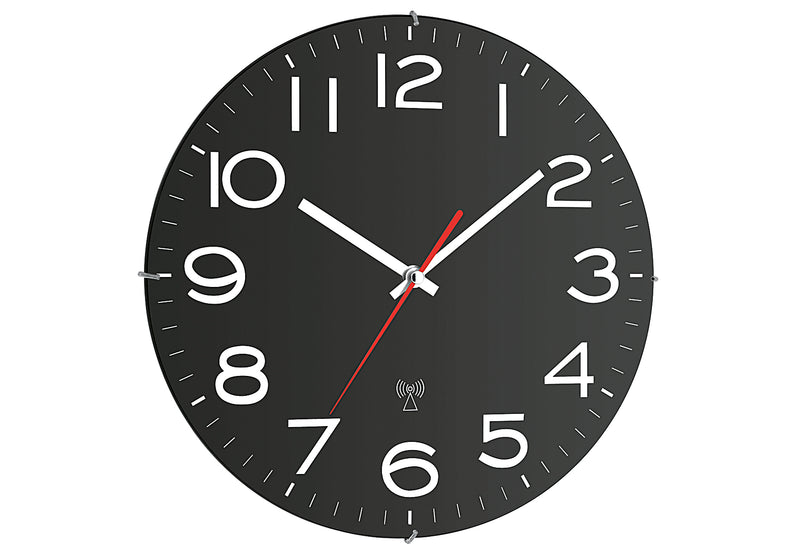 TFA Funk-Wanduhr Batteriebetrieb Ø31cm schwarz