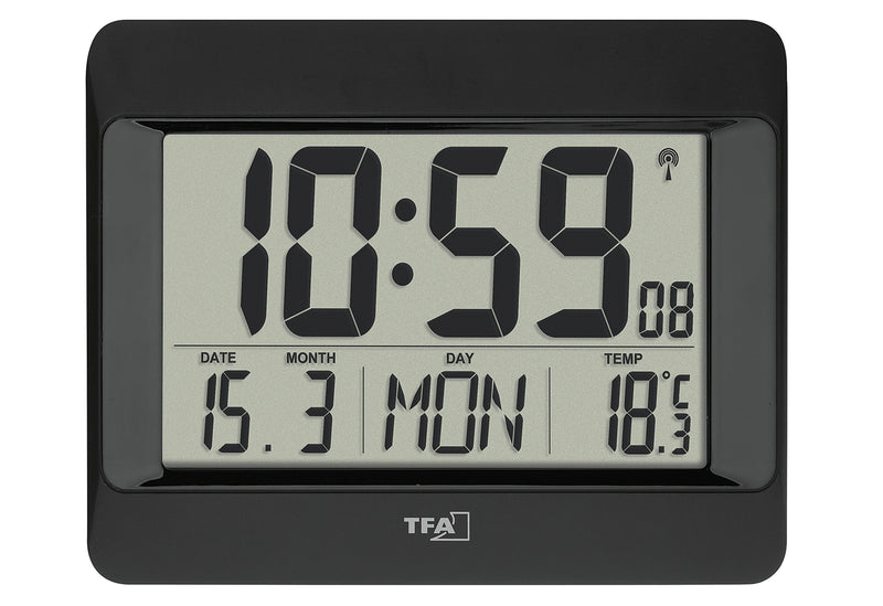 TFA Funk Uhr schwarz