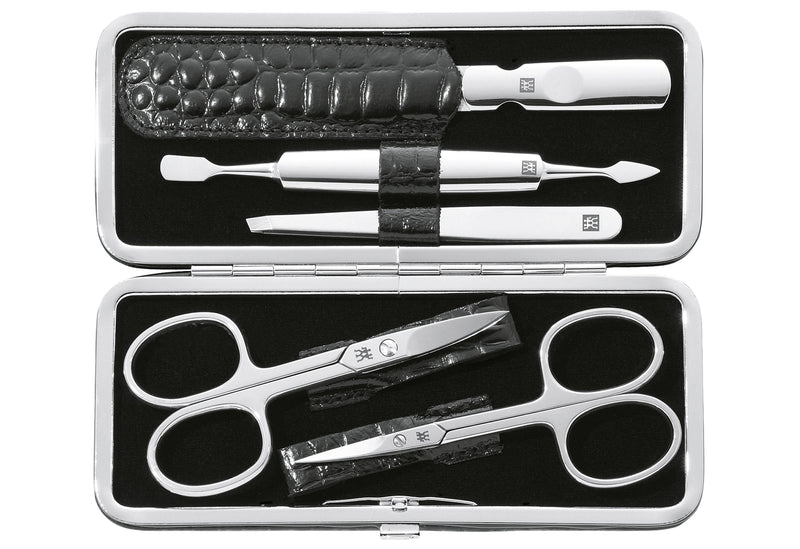 ZWILLING BEAUTY Maniküre/Pediküre Etui Kroko Optik schwarz 5teilig