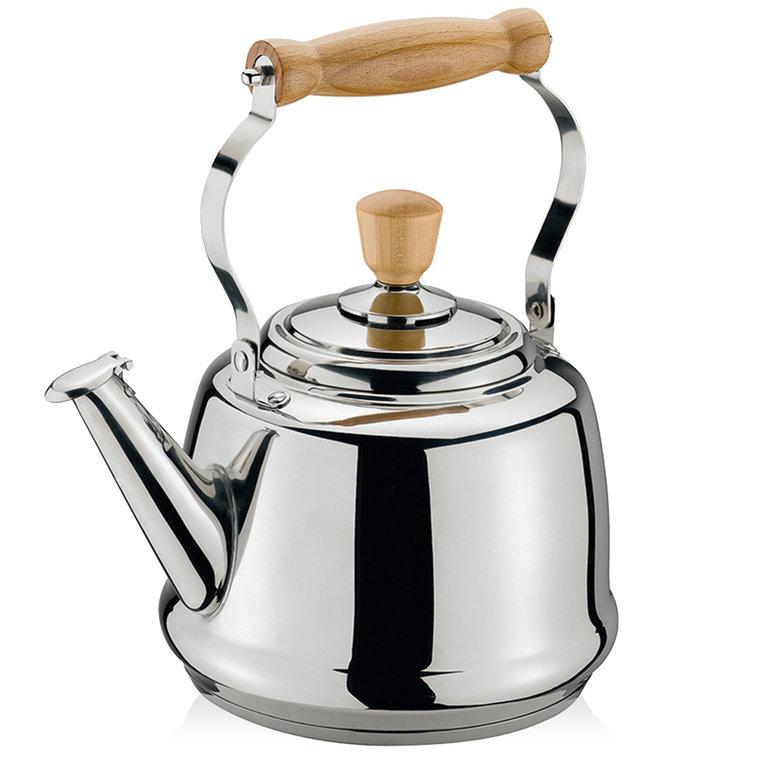 CILIO Wasserkessel Tradition Edelstahl/Holz 1,7l