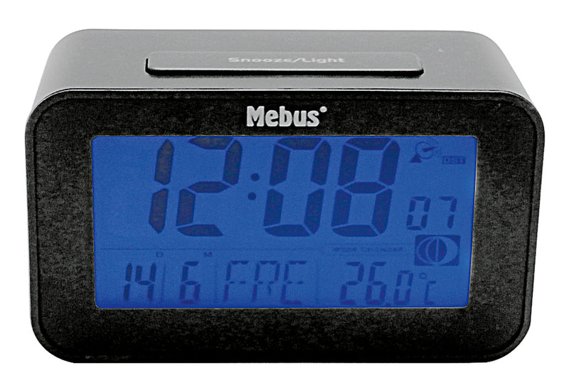 MEBUS Funk-Wecker digital ohne 2x AAA Batterien 7,1x12x4,8cm anthrazit