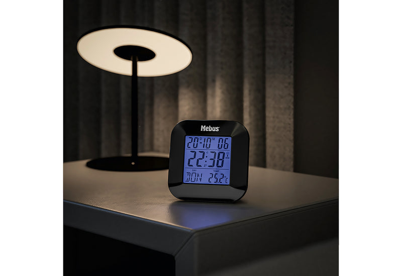 MEBUS Funkwecker digital 8,5x8x1,8cm schwarz