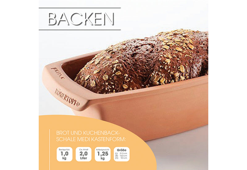RÖMERTOPF Brot- und Kuchen-Backform Medi Kastenform