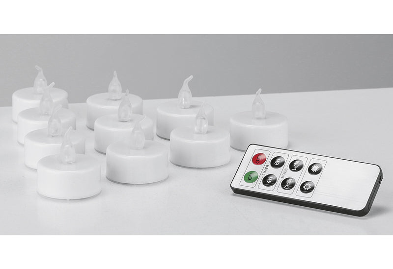 HI LED Teelicht Ø38xH4mm inklusive Fernbedienung 10er Set
