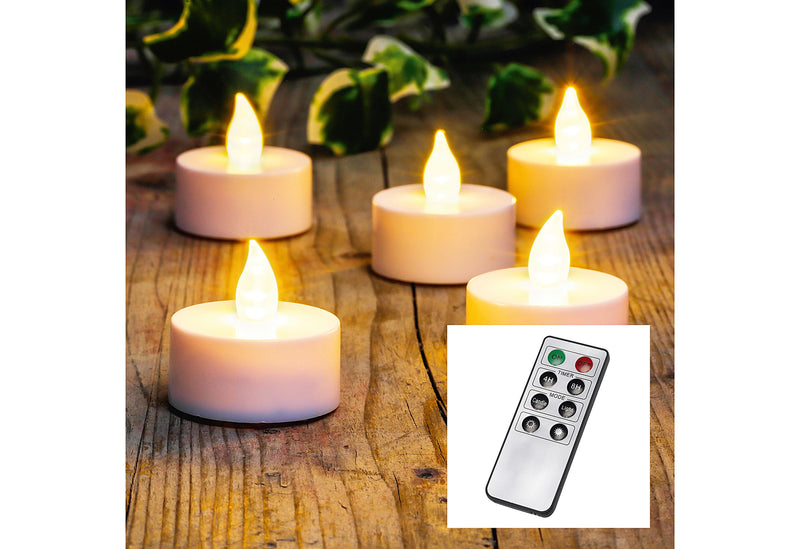 HI LED Teelicht Ø38xH4mm inklusive Fernbedienung 10er Set