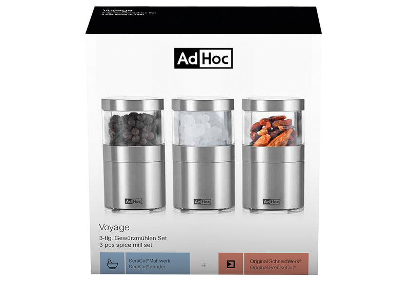 ADHOC Gewürzmühlen-Set Voyage 3teilig