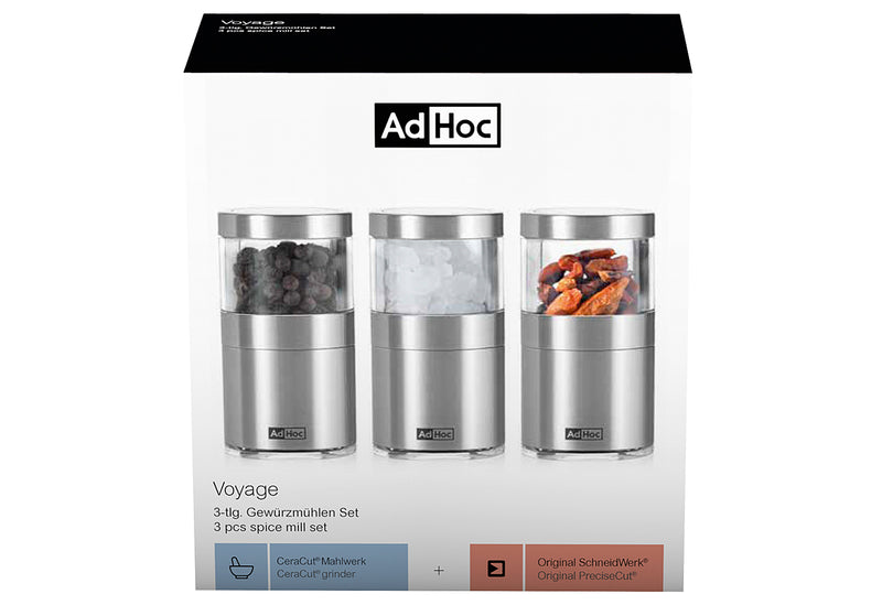 ADHOC Gewürzmühlen-Set Voyage 3teilig