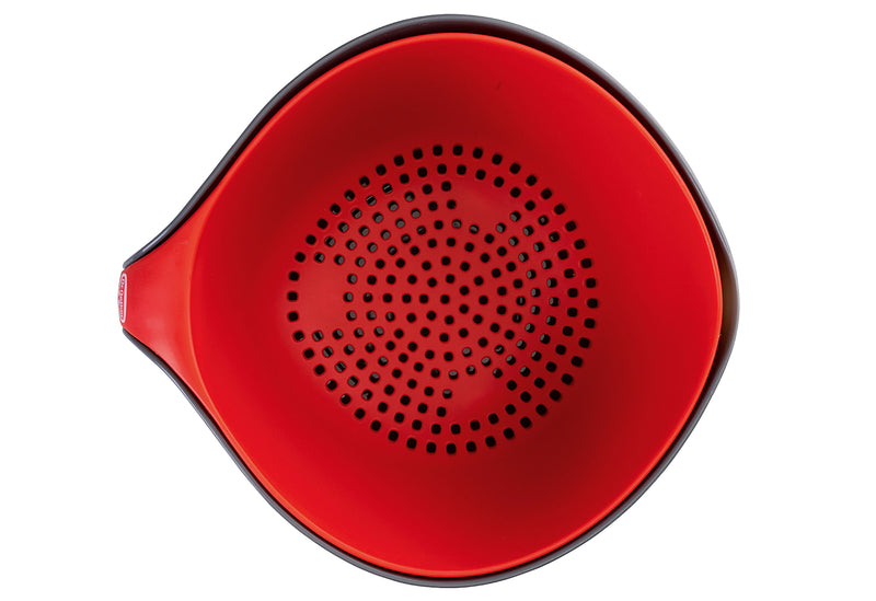 Dr. Oetker Schüssel und Sieb-Set 2teilig Kunststoff PP grau/rot