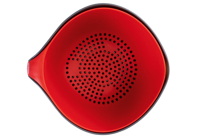 Dr. Oetker Schüssel und Sieb-Set 2teilig Kunststoff PP grau/rot