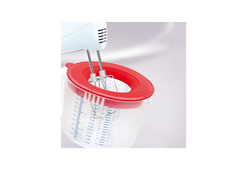 Dr. Oetker Mess-und Rührbecher 2,2 l rot / transparent mit Spritzschutz